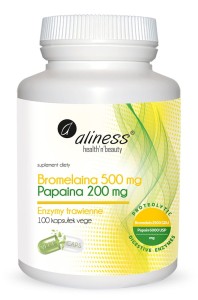 Bromelaina 500mg, Papaina 200 mg, 100 VEGE caps - ALINESS