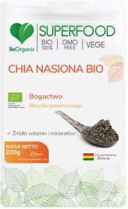 Chia nasiona BIO w proszku - Źródło cennych witamin i minerałów - BEORGANIC (NM)