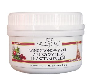 Żel winogronowy z Ruszczykiem i Kasztanowcem 350 ml - Polecany w przypadku obrzęków kończyn dolnych - FARM-VIX (NM)