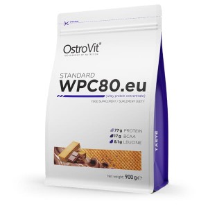 STANDARD WPC80.eu 900 g - koncentrat białka serwatkowego - smak czekoladowego wafelka - Ostrovit