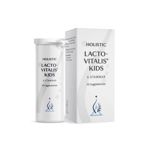 LactoVitalis Kids New 30 tabletek do żucia - Probiotyk dla dzieci, dobre bakterie (fruktooligosacharydy) FOS podwójna ochrona, flora jelitowa - HOLISTIC