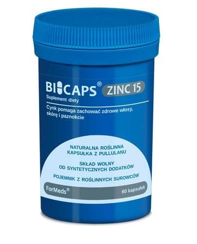 BICAPS ZINC 15 Naturalna roślinna kapsułka z Pullulanu - ForMeds.jpg