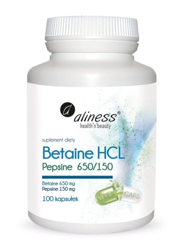 Betaine HCL, Pepsyna 650_150 mg - 100 kapsułek - ALINESS.jpg