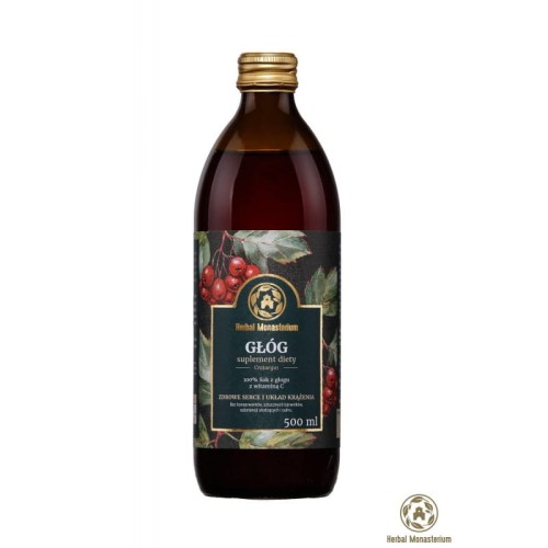 Naturalny sok z głogu 500ml - Zmniejsza uczucie napięcia, relaksuje i uspokaja - HERBAL MONASTERIUM.jpg