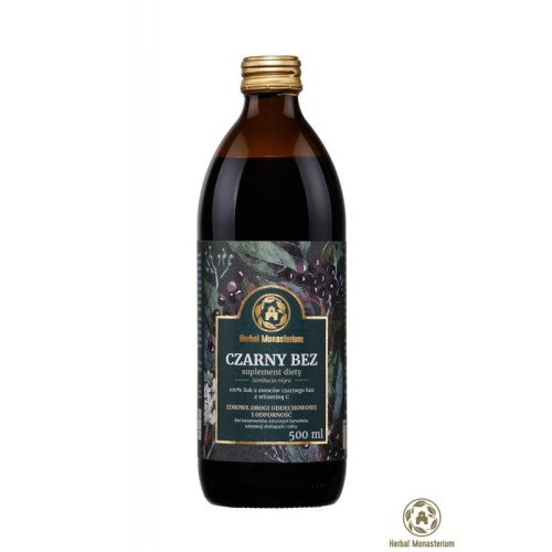 Naturalny sok z owoców czarnego bzu 500ml - Przynosi ulgę w przypadku podrażnienia górnych dróg oddechowych - HERBAL MONASTERIUM.jpg