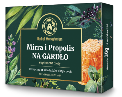 Mirra i Propolis Na Gardło 12 pastylek - Zdrowie Twojego gardła - HERBAL MONASTERIUM.png