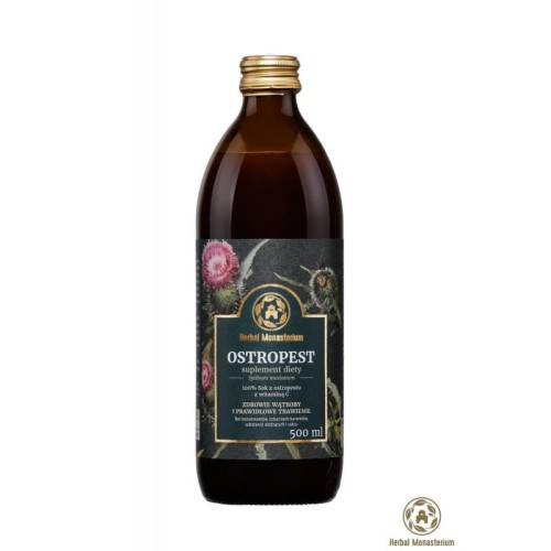 Naturalny sok z ostropestu 500ml -  Wpływa korzystnie na funkcjonowanie wątroby i dróg żółciowych  - HERBAL MONASTERIUM.jpg