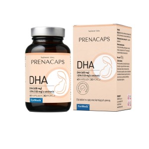 PRENACAPS DHA zawiera 600 mg DHA oraz 120 EPA pozyskiwanych z małych ryb (anchovis) - FORMEDS