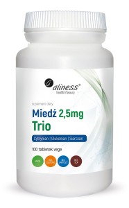 Miedź trio 2,5 mg - Pigmentacja włosów i skóry, 100 tabletek Vege - ALINESS