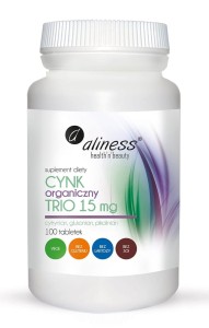 Cynk Organiczny Trio 15 mg - 100 tabletek Vege - ALINESS