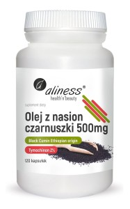 Olej z nasion czarnuszki 2% 500 mg - Wysoka zawartość kwasów, 120 tabletek - ALINESS
