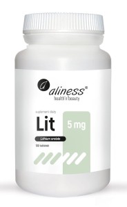 Lit 5 mg - Wysoko przyswajalna, organiczna forma litu, 100 tabletek Vege - ALINESS
