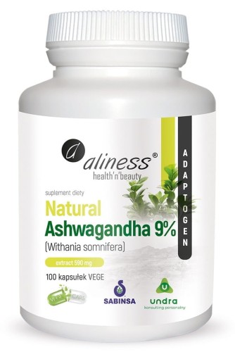 Natural Ashwagandha 590 mg 9% - 100 kapsułek Vege - ALINESS.jpg