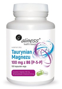 Taurynian Magnezu 100 mg z B6 (P-5-P) - 100 kapsułek Vege - ALINESS