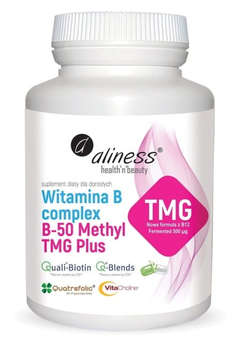 Witamina B Complex B-50 Methyl TMG PLUS - 100 kapsułek Vege - ALINESS.jpg