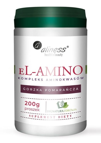 eL-AMINO Kompleks aminokwasów, pomarańcza, proszek 200 g - ALINESS.jpg