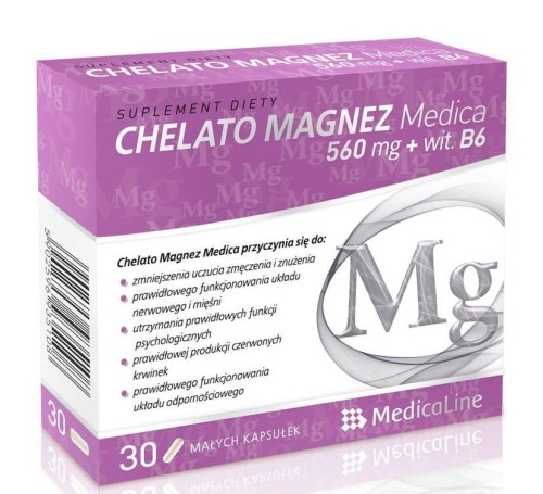 Chelato Magnez Medica 560 mg + VitB6 x 30 kapsułek - MEDICALINE.jpg