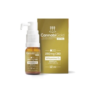 250mg CBD 12 ml + witamina D3 2000 j.m - Kannabidiol, cholekalcyferol  - CannabiGold Vital - HEMPOLAND