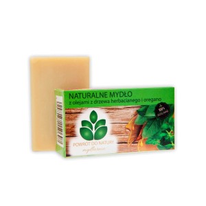 Naturalne mydło z olejami z drzewa herbacianego i oregano 100% roślinne - Oczyszcza i pielęgnuje - Mydlarnia "Powrót do natury" (NM)