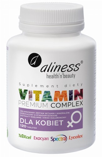 Premium Vitamin Complex dla kobiet, 120 tabletek VEGE - Zbilansowany zestaw witamin i minerałów - Aliness.jpg