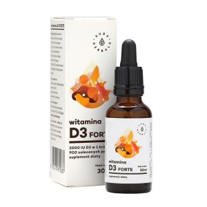 Witamina D3 Forte w kroplach 30 ml - Wspomaga kości i odporność - AURA HERBALS (NM)