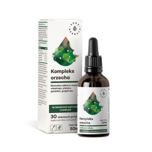 Orzech + Piołun krople, Wormwood Natural Complex 50 ml - Wspomaga przewód pokarmowy - AURA HERBALS (NM)