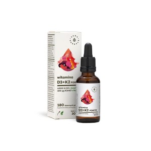 Witamina D3 (4000IU) + K2MK7 (100µg) FORTE w kroplach 30ml - Naturalnego pochodzenia - AURA HERBALS (NM)