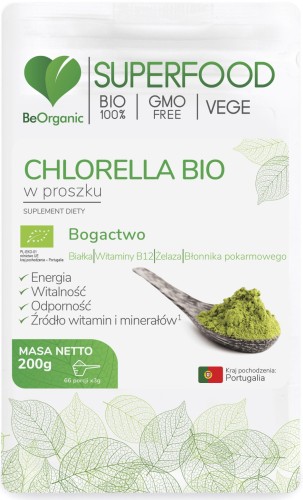 Chlorella BIO w proszku - Pomaga utrzymać odpowiedni poziom energii - BEORGANIC.jpg
