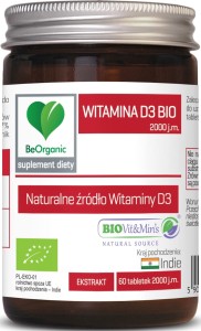Witamina D3 BIO 2000 j.m. - Pomaga w utrzymaniu zdrowych kości i zębów - BEORGANIC (NM)