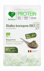 Białko konopne BIO w proszku - Źródło magnezu, błonnika pokarmowego - BEORGANIC (NM)