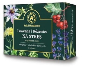 Lawenda i Różeniec Na Stres 30 kapsułek - Dla osób przemęczonych i przepracowanych - HERBAL MONASTERIUM