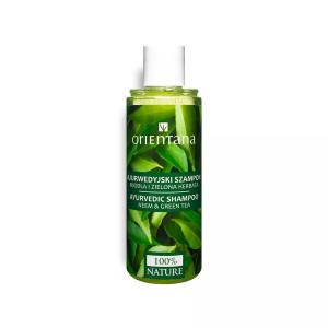 Ajurwedyjski szampon do włosów Neem i Zielona Herbata 210ml - Nawilża i odżywia, do włosów z łupieżem - ORIENTANA