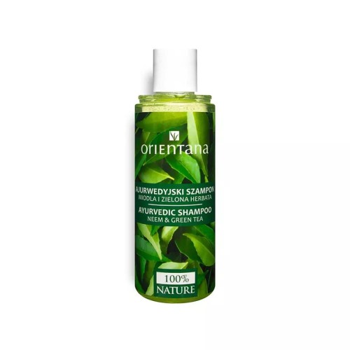 Ajurwedyjski szampon do włosów Neem i Zielona Herbata 210ml - Nawilża i odżywia, do włosów z łupieżem - ORIENTANA.jpg