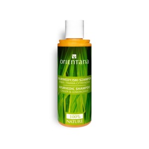 Ajurwedyjski szampon do włosów Imbir i Trawa Cytrynowa 210ml - Zmiękcza i wygładza włosy oraz chroni skórę głowy - ORIENTANA