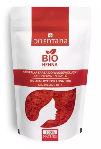 Bio henna do włosów dlugich Mahoniowa Czerwień 100g - Naturalna ziołowa farba do koloryzacji i pielęgnacji włosów - ORIENTANA