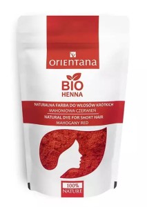 Bio henna do włosów półdlugich Mahoniowa Czerwień 50g - Naturalna ziołowa farba do koloryzacji i pielęgnacji włosów - ORIENTANA
