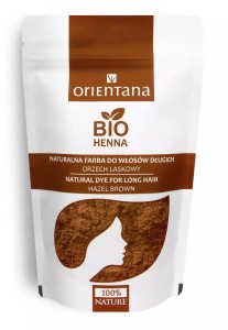 Bio henna do włosów półdługich Orzech Laskowy 50g - Naturalna ziołowa farba do koloryzacji i pielęgnacji włosów - ORIENTANA