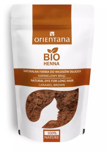 Bio henna do włosów długich Karmelowy Brąz 100g - Naturalna ziołowa farba do koloryzacji i pielęgnacji włosów - ORIENTANA.jpg