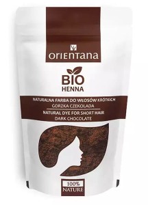Bio henna do włosów półdługich Gorzka Czekolada 50g - Naturalna ziołowa farba do koloryzacji i pielęgnacji włosów - ORIENTANA