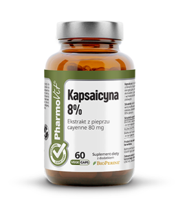 Kapsaicyna 8% 60 kapsułek - Stymuluje utlenianie tłuszczów i węglowowanów - PHARMOVIT