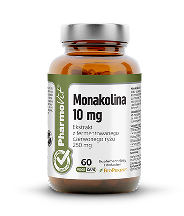 Monakolina 10mg 60 kapsułek - Pomaga w utrzymaniu prawidłowego poziomu cholesterolu we krwi - PHARMOVIT.png