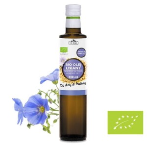 BIO Olej Lniany Budwigowy, zimnotłoczony nierafinowany (500 ml) - Dr Gaja
