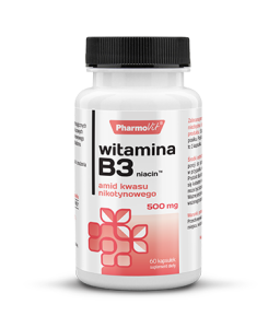 Witamina B3 - niacin Amid kwasu nikotynowego - Pomaga w utrzymaniu prawidłowych funkcji psychologicznych - PHARMOVIT