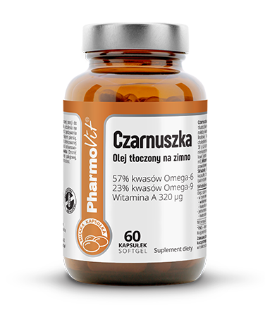 Czarnuszka olej tłoczony na zimno 60 kapsułek - Wysoka zawartość tłuszczów nienasyconych - PHARMOVIT.png