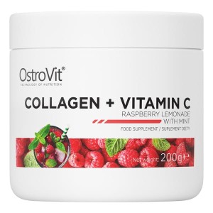 Kolagen + Witamina C 200 g - smak lemoniady malinowej z miętą - Ostrovit