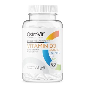 Witamina D3 2000 IU + K2 MK-7 + C + Zn 60 kapsułek - Ostrovit