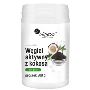 Węgiel aktywny z kokosa Food Grade 200 g - proszek Vege - ALINESS