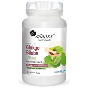 Ginkgo Biloba (miłorząb japoński) 120 mg 60 tab. Vege - ALINESS
