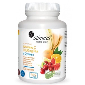 Witamina C 1000mg z cynkiem plus bioflawonoidy rutyna acerola 100 vege kapsułek - ALINESS 