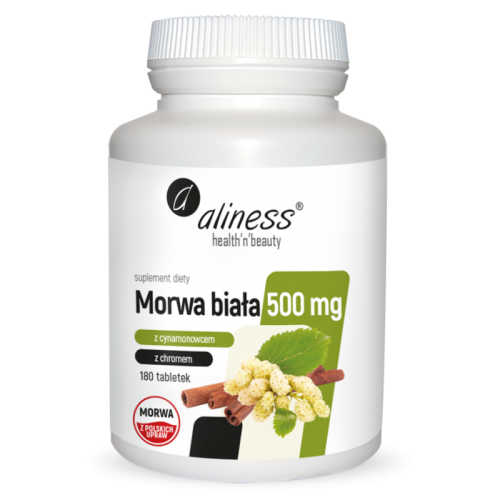 Morwa biała 500mg 180 tabl. z cynamonowcem i chromem ekstrakt z liści morwy białej morus alba L. cinnamomum verum - ALINESS.jpg